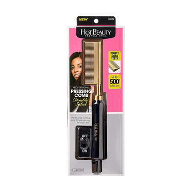 Hot Beauty Professional Electric Straightening Comb – Double Sided Gold Plated Teeth – Up to 500°F HC04 - ANNS BEAUTY SUPPLY